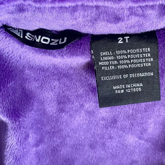 Snozu Puffer Jacket Fleece Lined Ombré Purple Turquoise White Toddler Girl's 2T - Picture 12 of 13